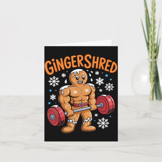 Gingershred Christmas Gym Workout Funny Gingerbrea Karte (Vorderseite)