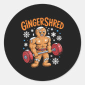 Gingershred Christmas Gym Workout Funny Gingerbrea Runder Aufkleber (Vorderseite)