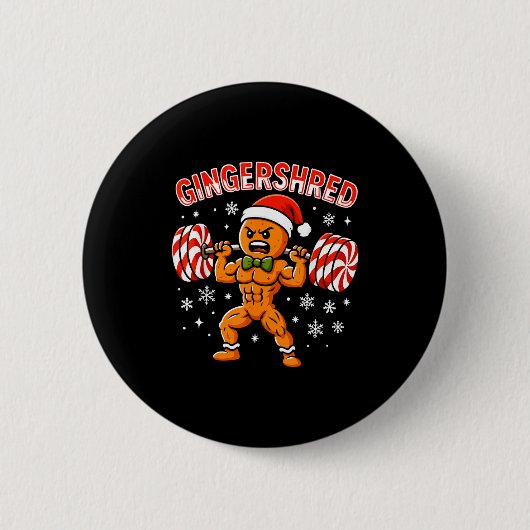 Gingershred Funny Gingerbread Man Gym Bodybuilding Button (Vorderseite)
