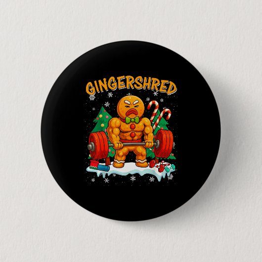 Gingershred Funny Gingerbread Man Gym Bodybuilding Button (Vorderseite)