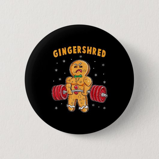 Gingershred Funny Gingerbread Man Gym Bodybuilding Button (Vorderseite)