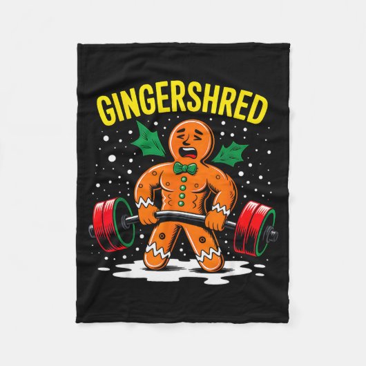 Gingershred Funny Gingerbread Man Gym Bodybuilding Fleecedecke (Vorderseite)
