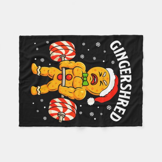 Gingershred Funny Gingerbread Man Gym Bodybuilding Fleecedecke (Vorderseite (Horizontal))