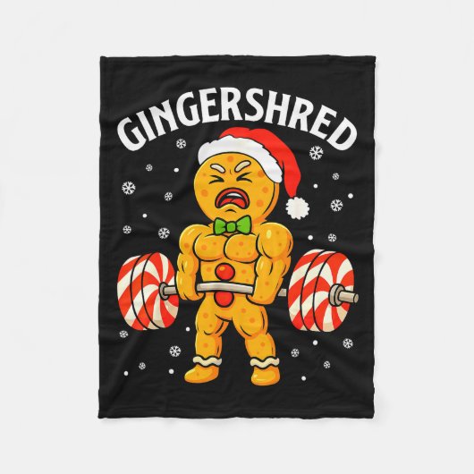 Gingershred Funny Gingerbread Man Gym Bodybuilding Fleecedecke (Vorderseite)