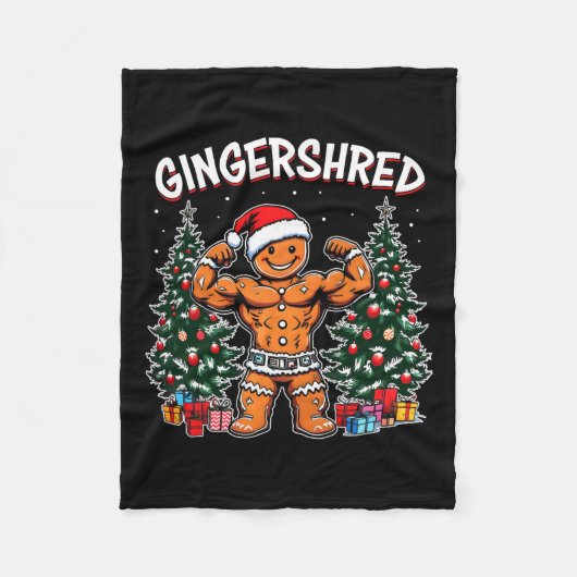 Gingershred Funny Gingerbread Man Gym Bodybuilding Fleecedecke (Vorderseite)