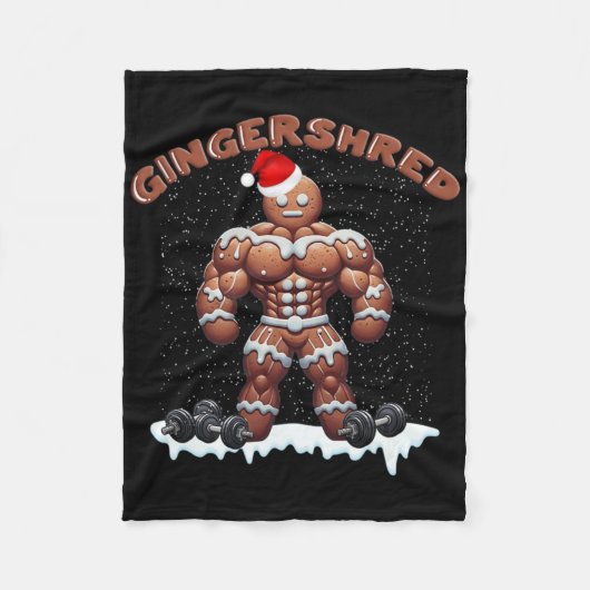 Gingershred Funny Gingerbread Man Gym Bodybuilding Fleecedecke (Vorderseite)