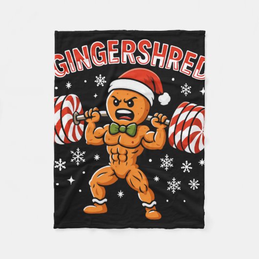 Gingershred Funny Gingerbread Man Gym Bodybuilding Fleecedecke (Vorderseite)