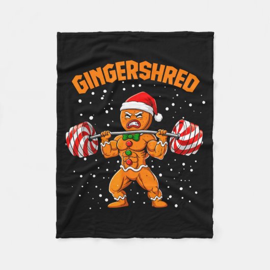 Gingershred Funny Gingerbread Man Gym Bodybuilding Fleecedecke (Vorderseite)