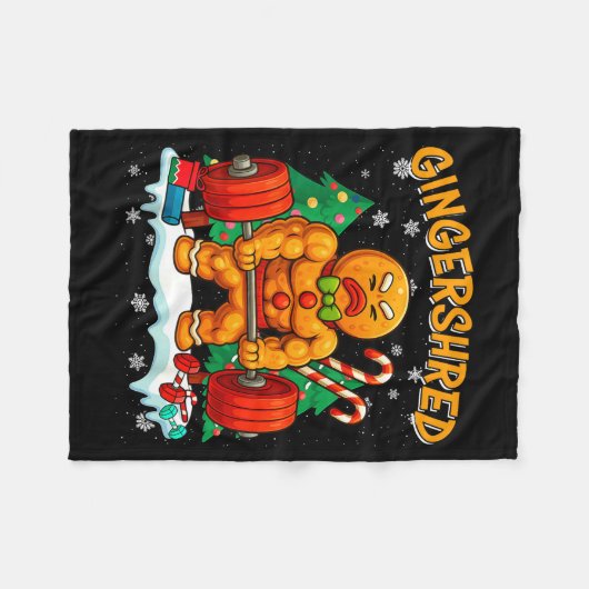 Gingershred Funny Gingerbread Man Gym Bodybuilding Fleecedecke (Vorderseite (Horizontal))