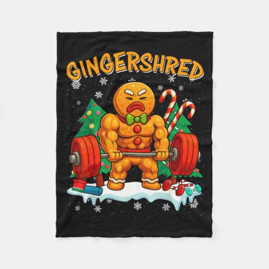 Gingershred Funny Gingerbread Man Gym Bodybuilding Fleecedecke (Vorderseite)