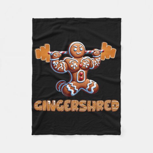 Gingershred Funny Gingerbread Man Gym Bodybuilding Fleecedecke (Vorderseite)