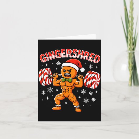 Gingershred Funny Gingerbread Man Gym Bodybuilding Karte (Vorderseite)