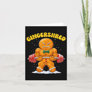 Gingershred Funny Gingerbread Man Gym Bodybuilding Karte