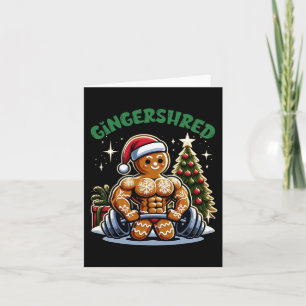 Gingershred Funny Gingerbread Man Gym Bodybuilding Karte