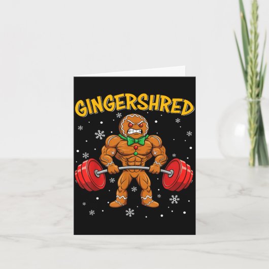 Gingershred Funny Gingerbread Man Gym Bodybuilding Karte (Vorderseite)