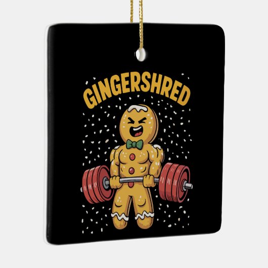 Gingershred Funny Gingerbread Man Gym Bodybuilding Keramikornament (Rechts)