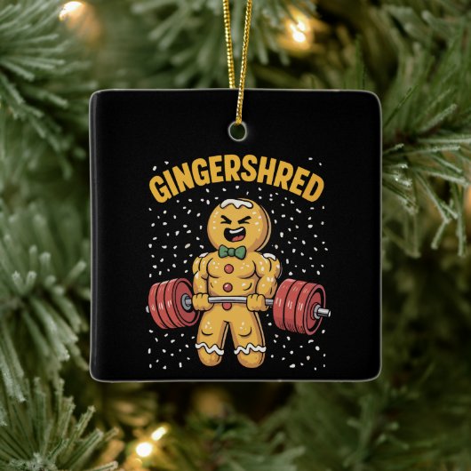 Gingershred Funny Gingerbread Man Gym Bodybuilding Keramikornament (Baum)