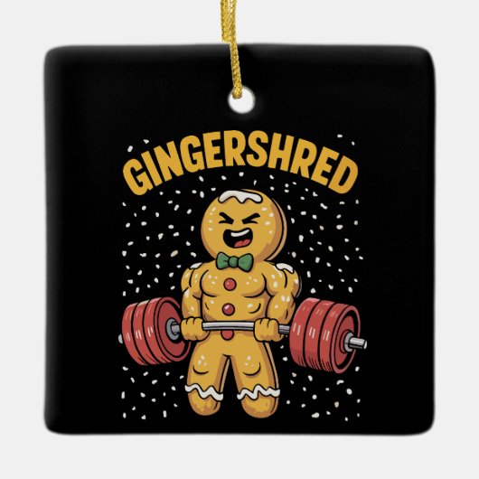 Gingershred Funny Gingerbread Man Gym Bodybuilding Keramikornament (Vorderseite)