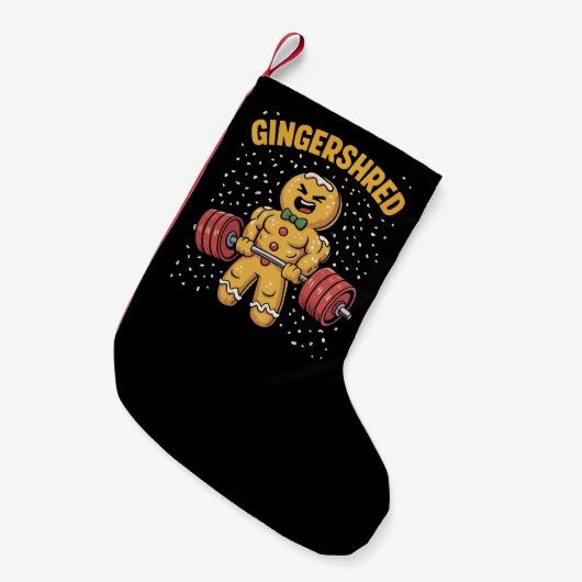 Gingershred Funny Gingerbread Man Gym Bodybuilding Kleiner Weihnachtsstrumpf (Vorderansicht (hängend))