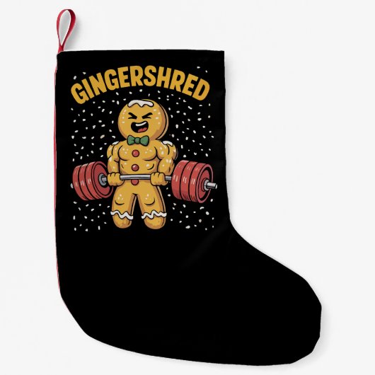 Gingershred Funny Gingerbread Man Gym Bodybuilding Kleiner Weihnachtsstrumpf (Vorderseite)