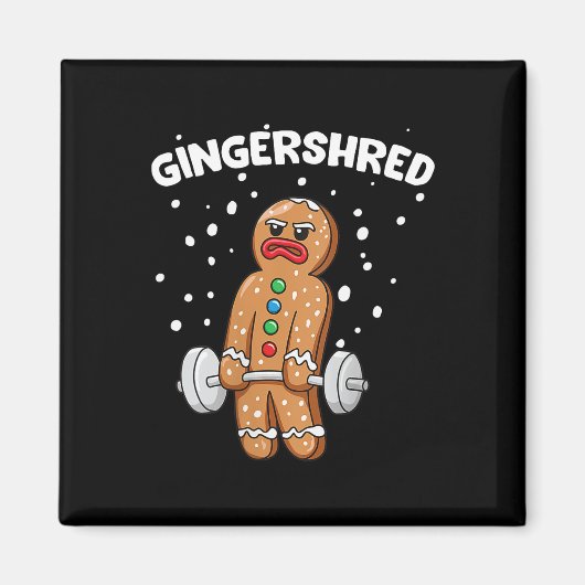 Gingershred Funny Gingerbread Man Gym Bodybuilding Magnet (Vorne)