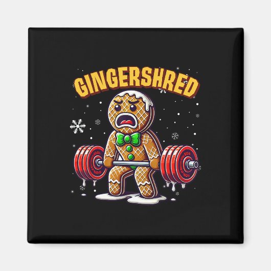 Gingershred Funny Gingerbread Man Gym Bodybuilding Magnet (Vorne)