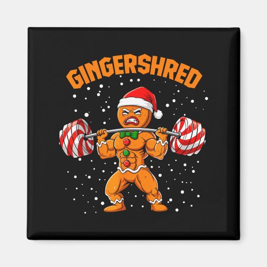Gingershred Funny Gingerbread Man Gym Bodybuilding Magnet (Vorne)