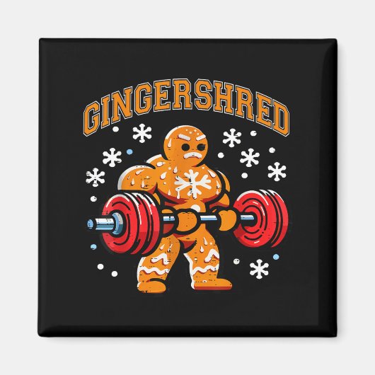 Gingershred Funny Gingerbread Man Gym Bodybuilding Magnet (Vorne)