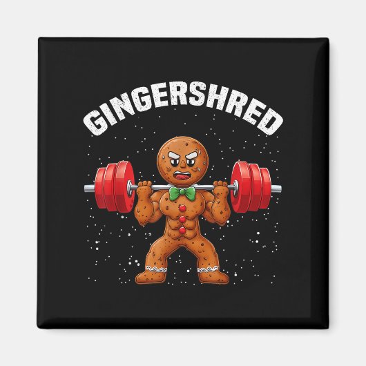Gingershred Funny Gingerbread Man Gym Bodybuilding Magnet (Vorne)