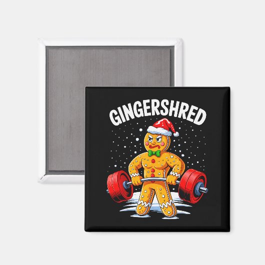 Gingershred Funny Gingerbread Man Gym Bodybuilding Magnet (Vorderseite/Rückseite)