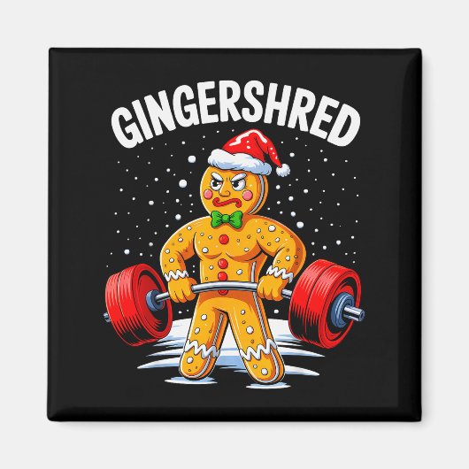 Gingershred Funny Gingerbread Man Gym Bodybuilding Magnet (Vorne)