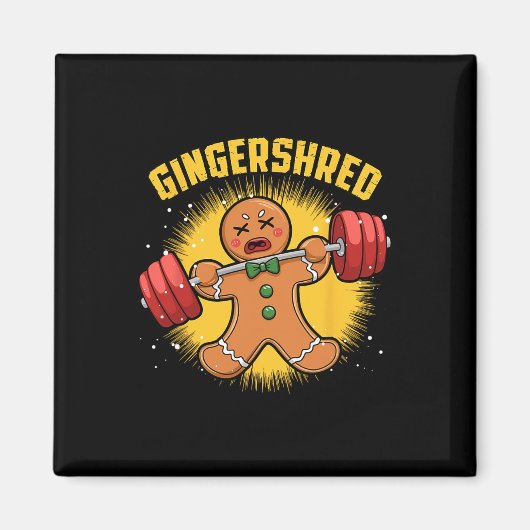 Gingershred Funny Gingerbread Man Gym Bodybuilding Magnet (Vorne)