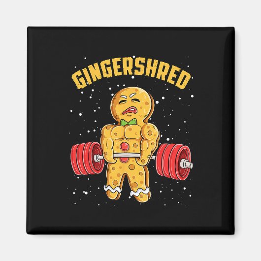 Gingershred Funny Gingerbread Man Gym Bodybuilding Magnet (Vorne)