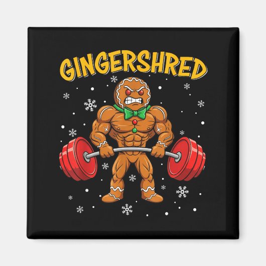 Gingershred Funny Gingerbread Man Gym Bodybuilding Magnet (Vorne)
