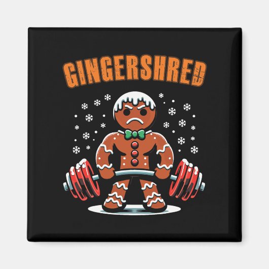 Gingershred Funny Gingerbread Man Gym Bodybuilding Magnet (Vorne)