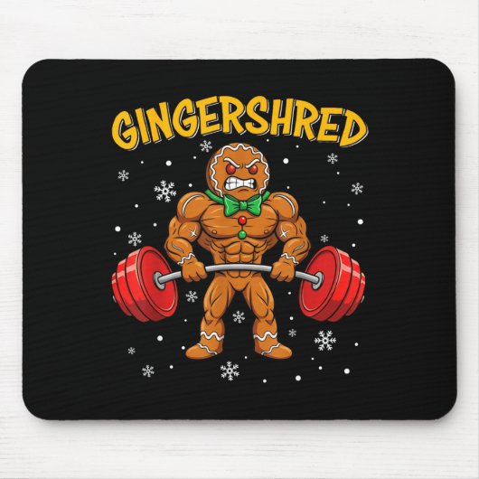 Gingershred Funny Gingerbread Man Gym Bodybuilding Mousepad (Vorne)