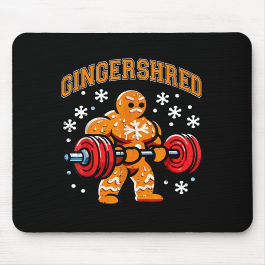 Gingershred Funny Gingerbread Man Gym Bodybuilding Mousepad (Vorne)