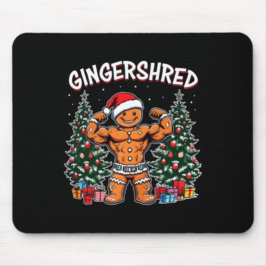 Gingershred Funny Gingerbread Man Gym Bodybuilding Mousepad (Vorne)