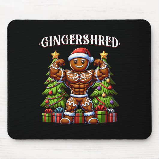 Gingershred Funny Gingerbread Man Gym Bodybuilding Mousepad (Vorne)
