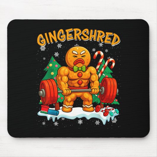 Gingershred Funny Gingerbread Man Gym Bodybuilding Mousepad (Vorne)