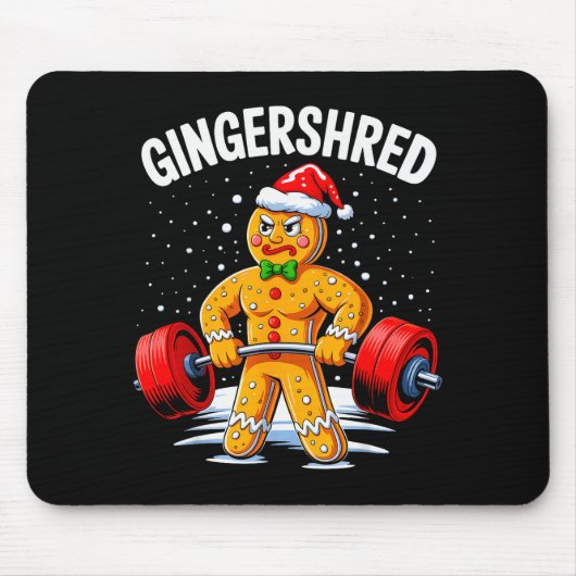 Gingershred Funny Gingerbread Man Gym Bodybuilding Mousepad (Vorne)