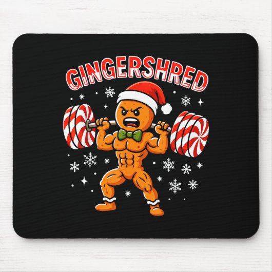 Gingershred Funny Gingerbread Man Gym Bodybuilding Mousepad (Vorne)