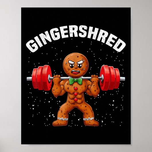 Gingershred Funny Gingerbread Man Gym Bodybuilding Poster (Vorne)