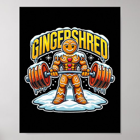 Gingershred Funny Gingerbread Man Gym Bodybuilding Poster (Vorne)