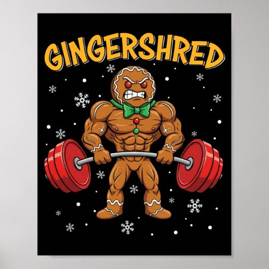 Gingershred Funny Gingerbread Man Gym Bodybuilding Poster (Vorne)
