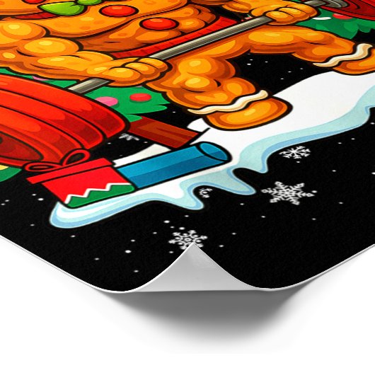 Gingershred Funny Gingerbread Man Gym Bodybuilding Poster (Ecke)