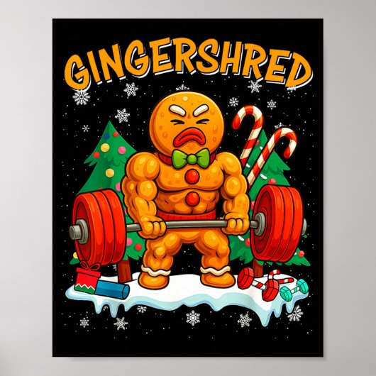Gingershred Funny Gingerbread Man Gym Bodybuilding Poster (Vorne)