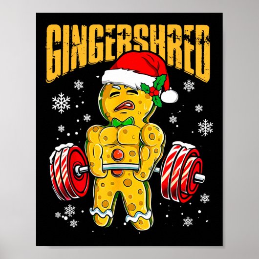 Gingershred Funny Gingerbread Man Gym Bodybuilding Poster (Vorne)
