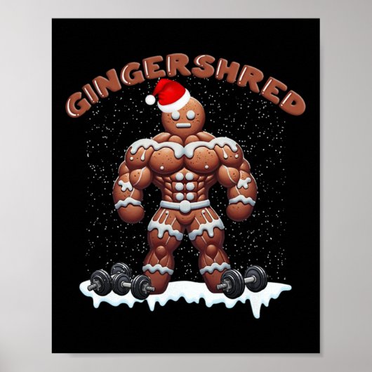 Gingershred Funny Gingerbread Man Gym Bodybuilding Poster (Vorne)