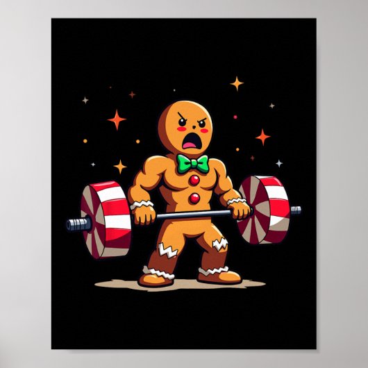 Gingershred Funny Gingerbread Man Gym Bodybuilding Poster (Vorne)